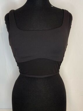 Lululemon Black Mesh Panel Crop Tank Top Size 6